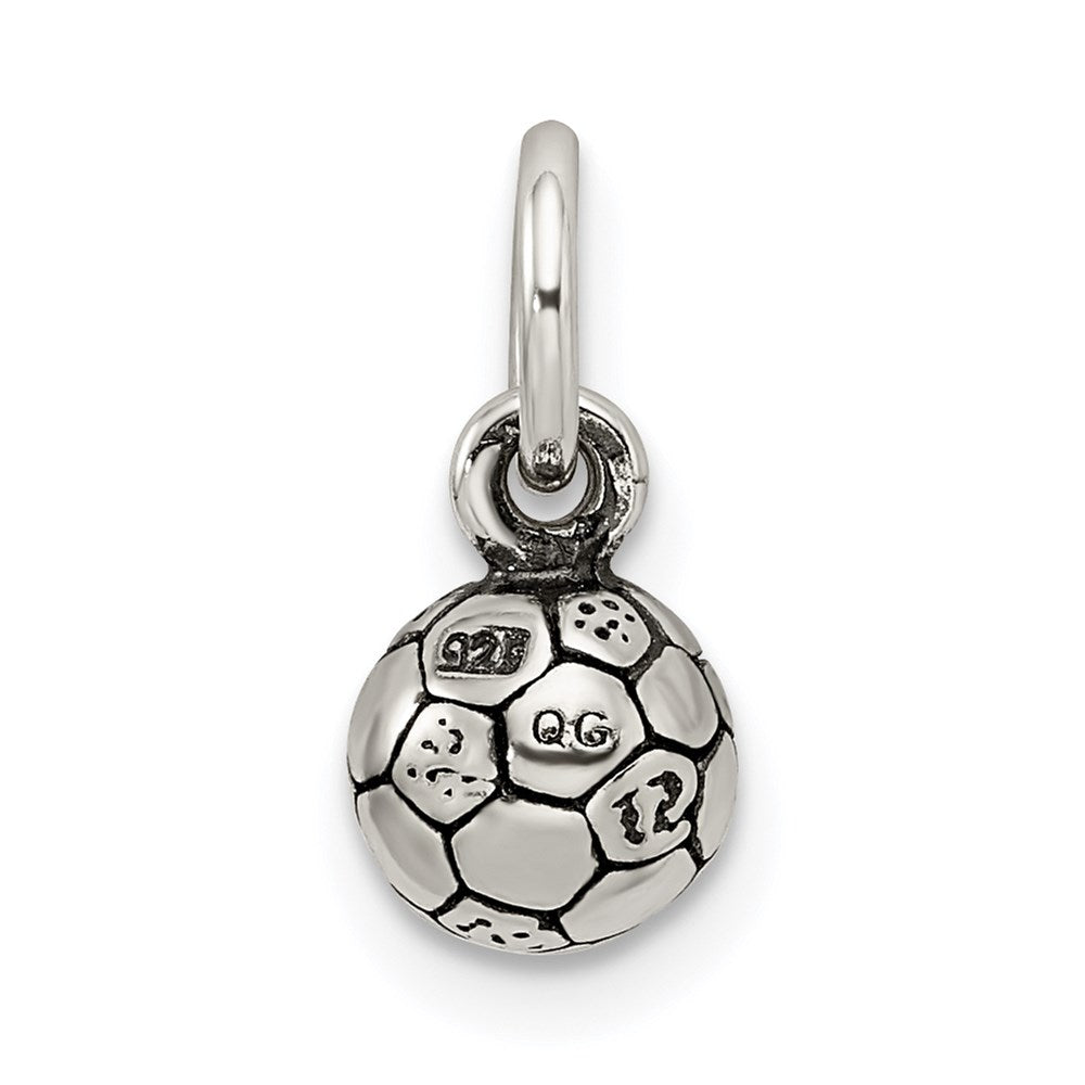 Sterling Silver Antiqued Soccer Ball Char QC6480
