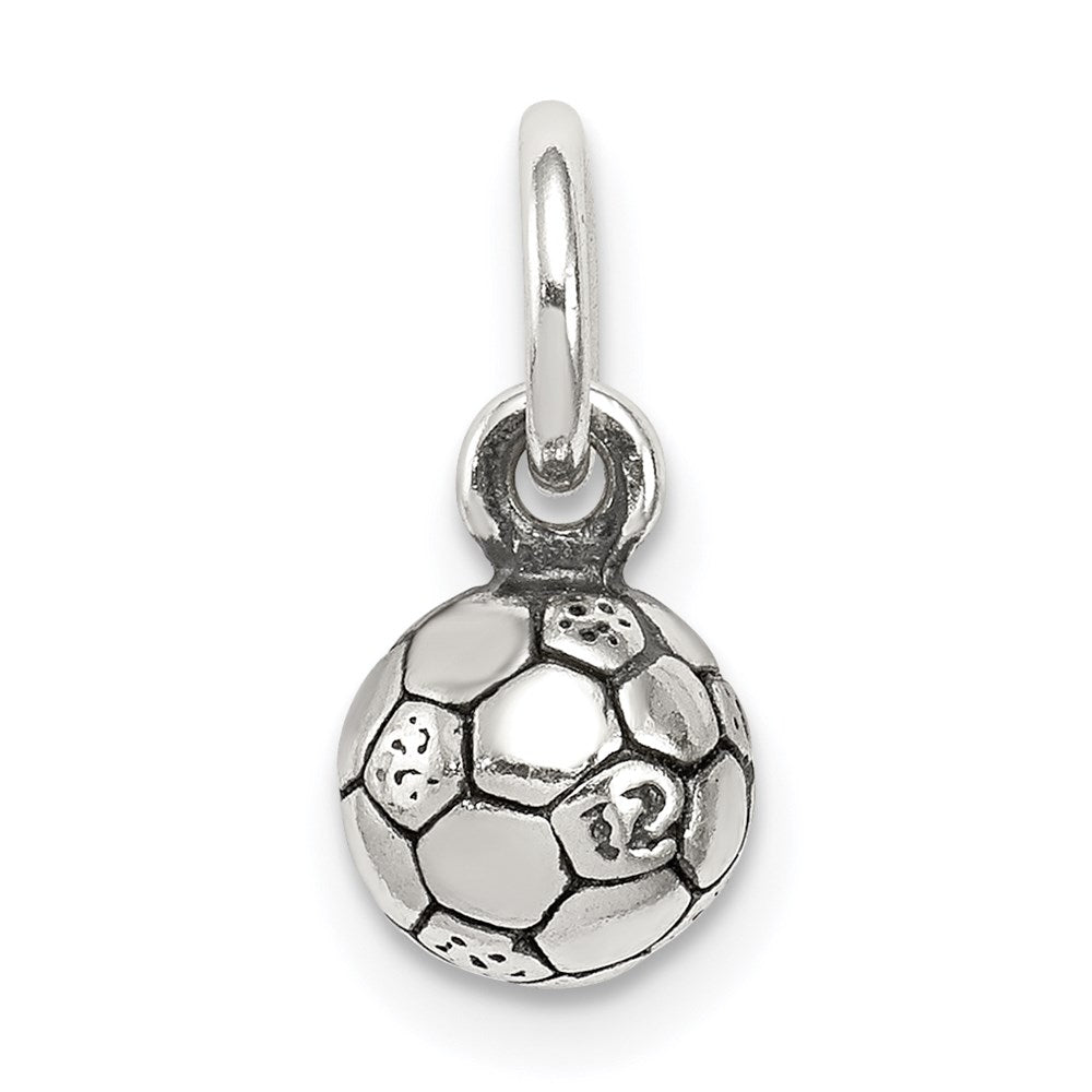 Sterling Silver Antiqued Soccer Ball Char QC6480