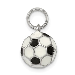 Sterling Silver Rhodium-plated and Enameled Soccer Ball Charm QC6487