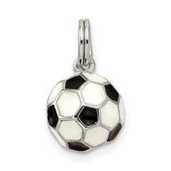 Sterling Silver Rhodium-plated and Enameled Soccer Ball Charm QC6487