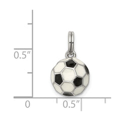 Sterling Silver Rhodium-plated and Enameled Soccer Ball Charm QC6487