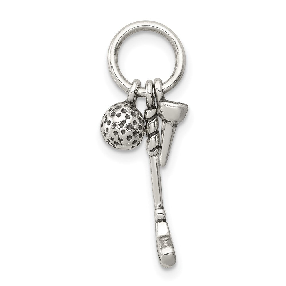 Sterling Silver Antiqued Golfer's Charm QC6491