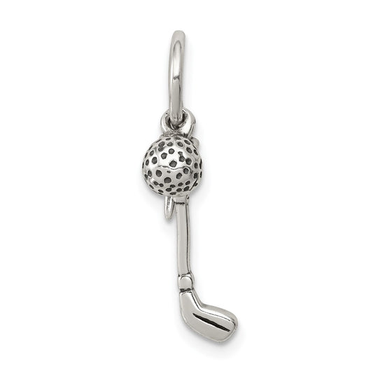 Sterling Silver Antiqued Golfer's Charm QC6491