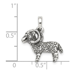 Sterling Silver Antiqued Aries Zodiac Pendant QC6498