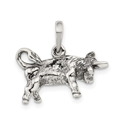 Sterling Silver Antiqued Taurus Zodiac Pendant QC6499
