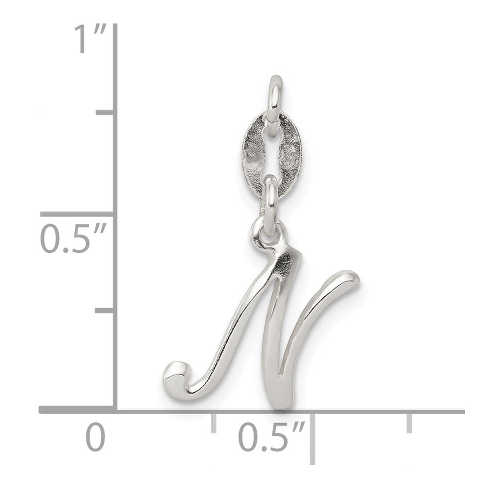 Sterling Silver Letter N Initial Charm QC6510N