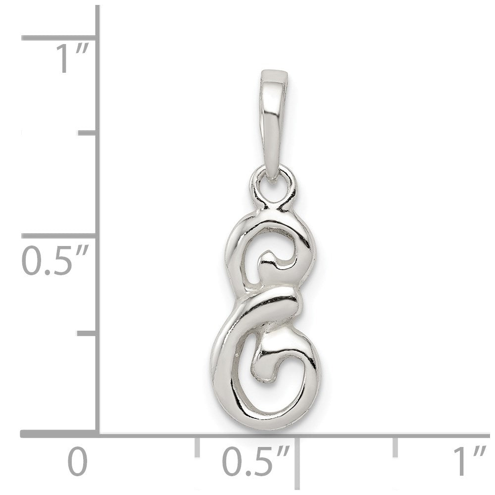 Sterling Silver Letter E Initial Pendant QC6512E