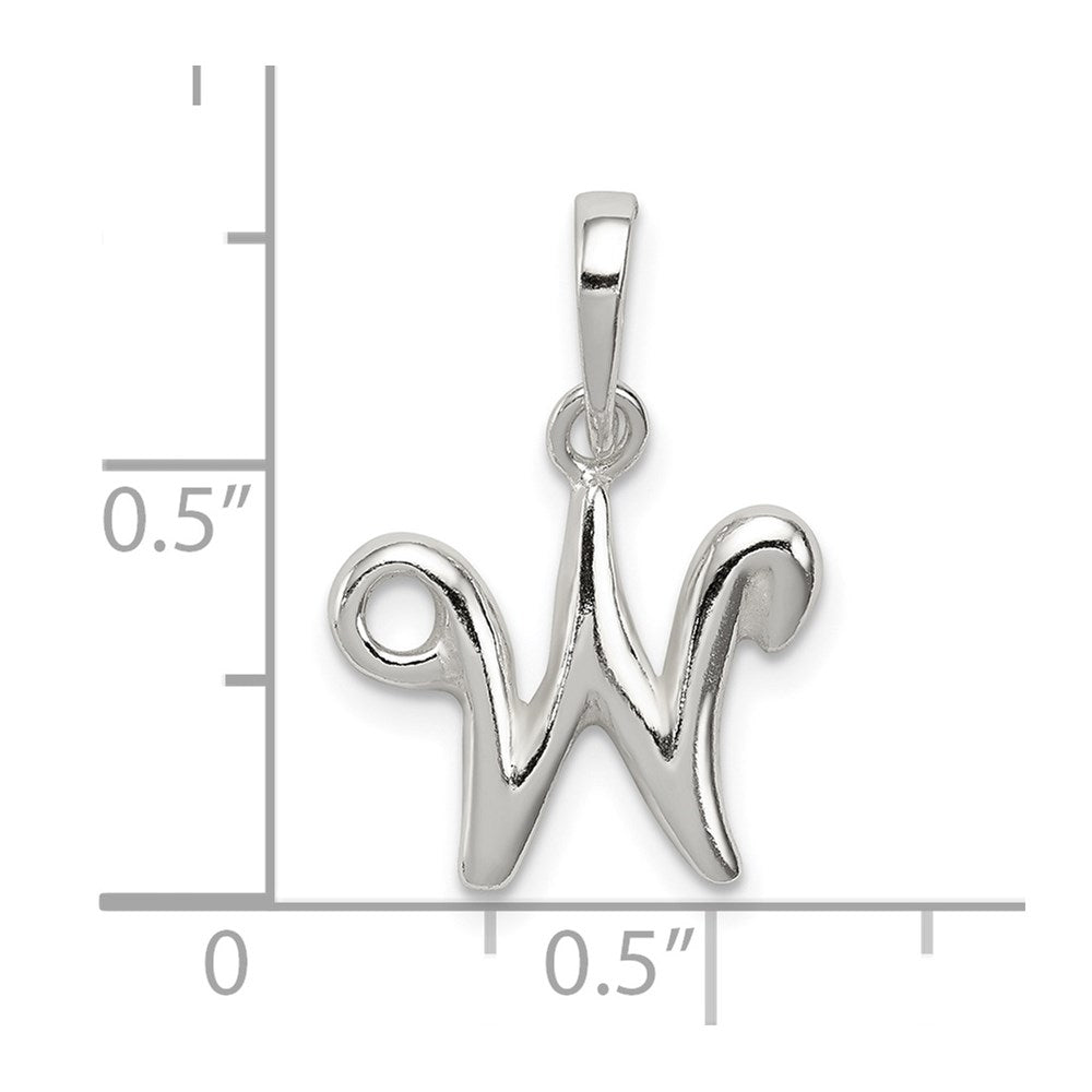Sterling Silver Letter W Initial Pendant QC6512W