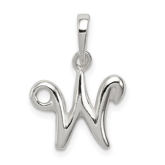 Sterling Silver Letter W Initial Pendant QC6512W