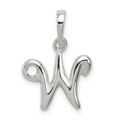Sterling Silver Letter W Initial Pendant QC6512W
