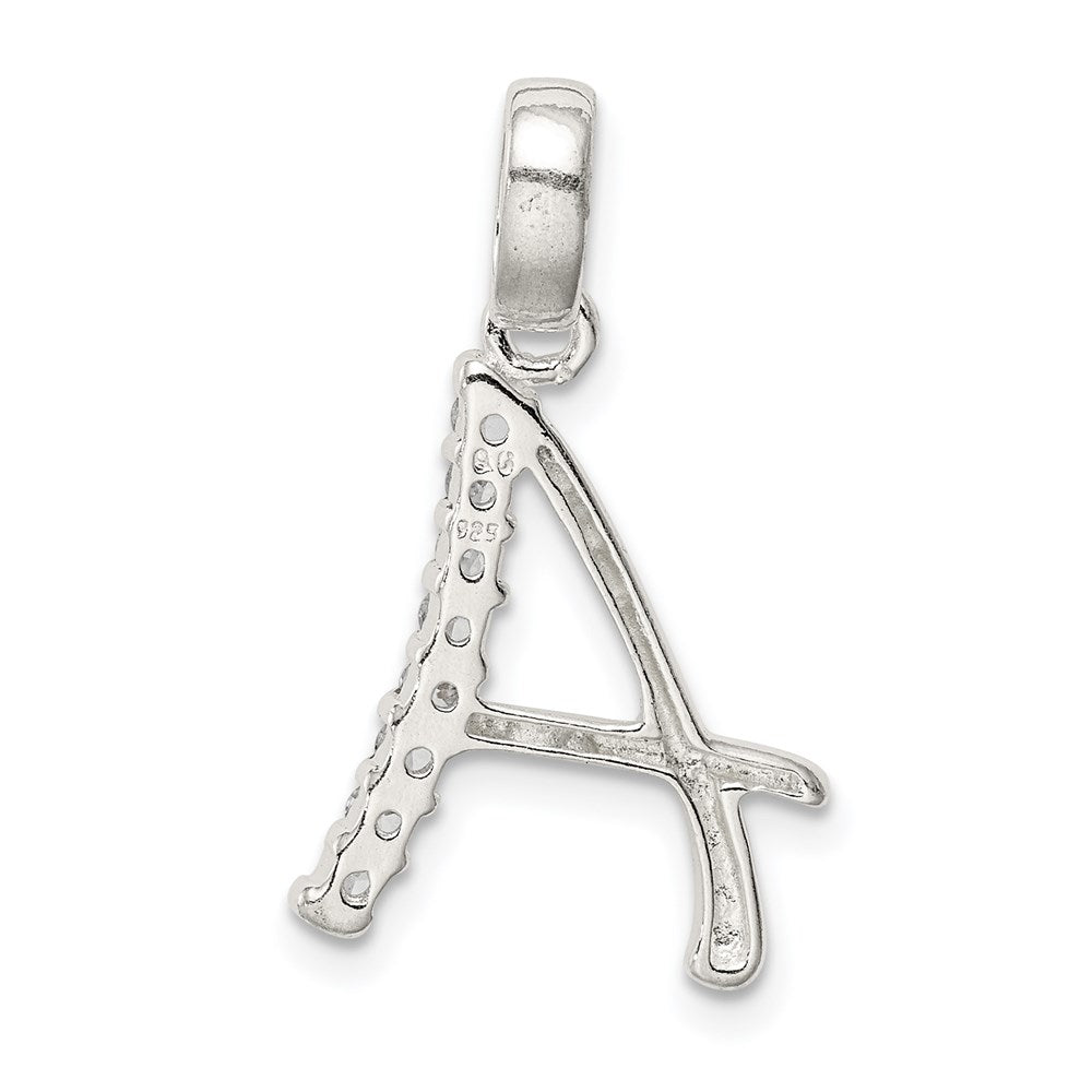 Sterling Silver CZ Letter A Initial Pendant QC6525A