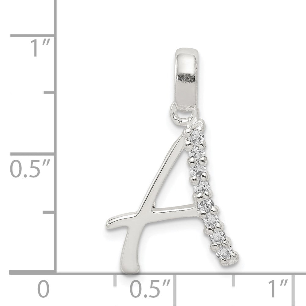 Sterling Silver CZ Letter A Initial Pendant QC6525A