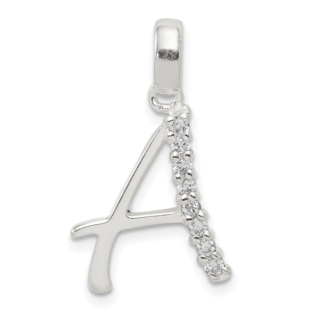 Sterling Silver CZ Letter A Initial Pendant QC6525A