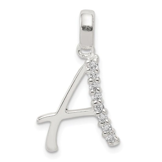 Sterling Silver CZ Letter A Initial Pendant QC6525A