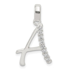 Sterling Silver CZ Letter A Initial Pendant QC6525A