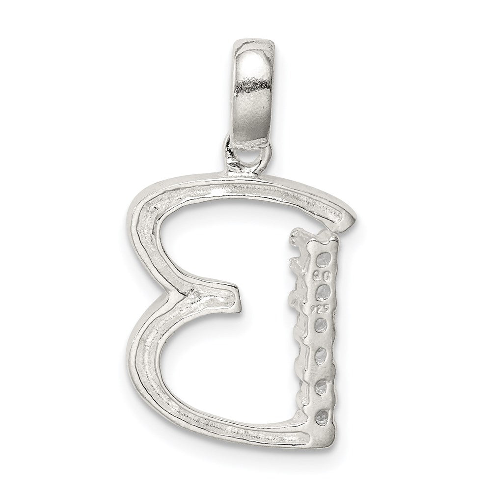 Sterling Silver CZ Letter B Initial Pendant QC6525B