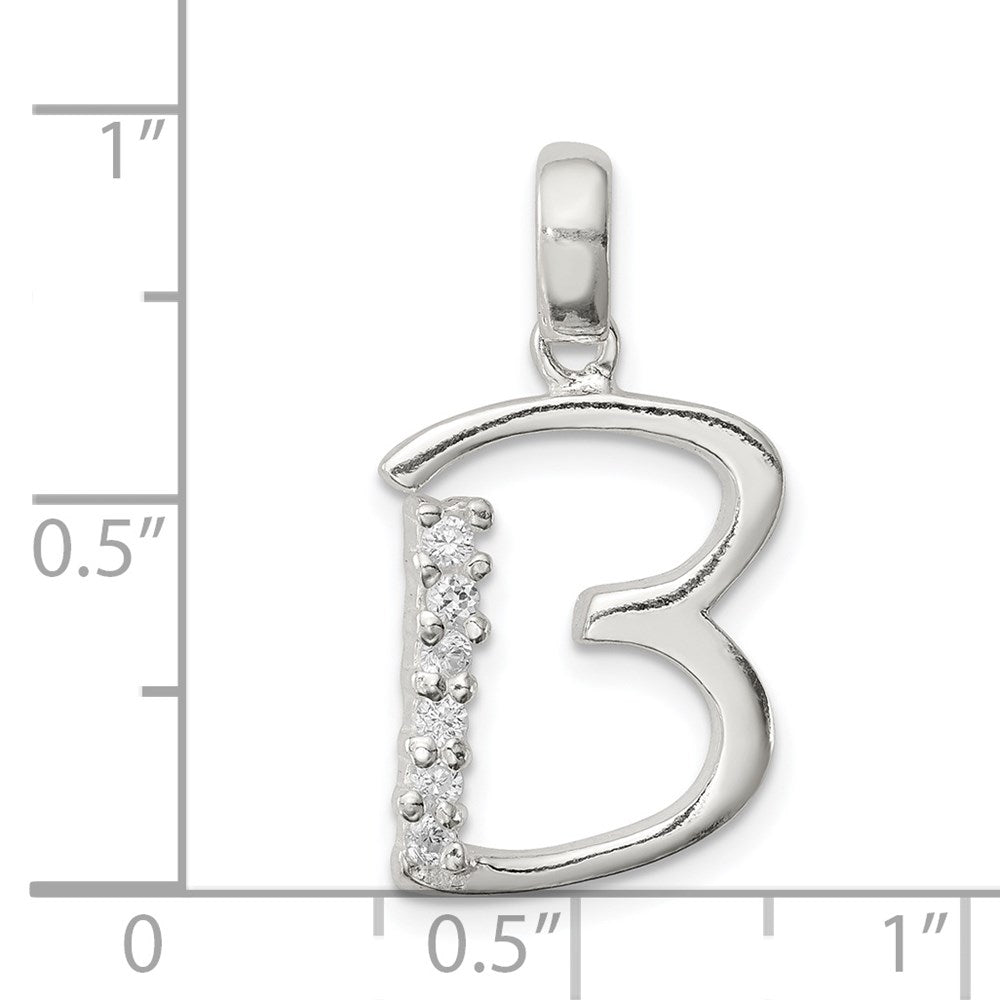 Sterling Silver CZ Letter B Initial Pendant QC6525B