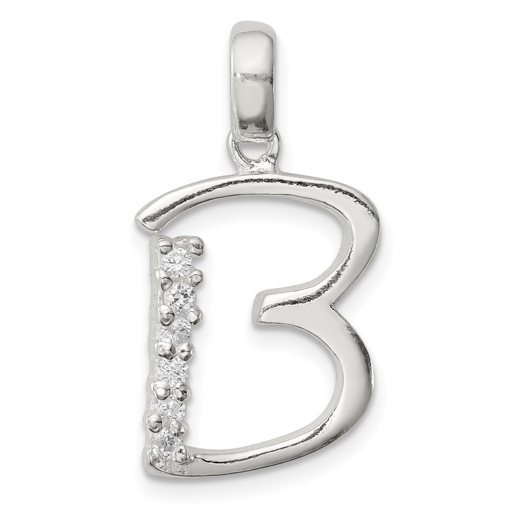 Sterling Silver CZ Letter B Initial Pendant QC6525B