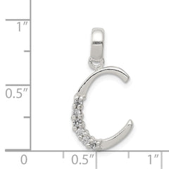 Sterling Silver CZ Letter C Initial Pendant QC6525C