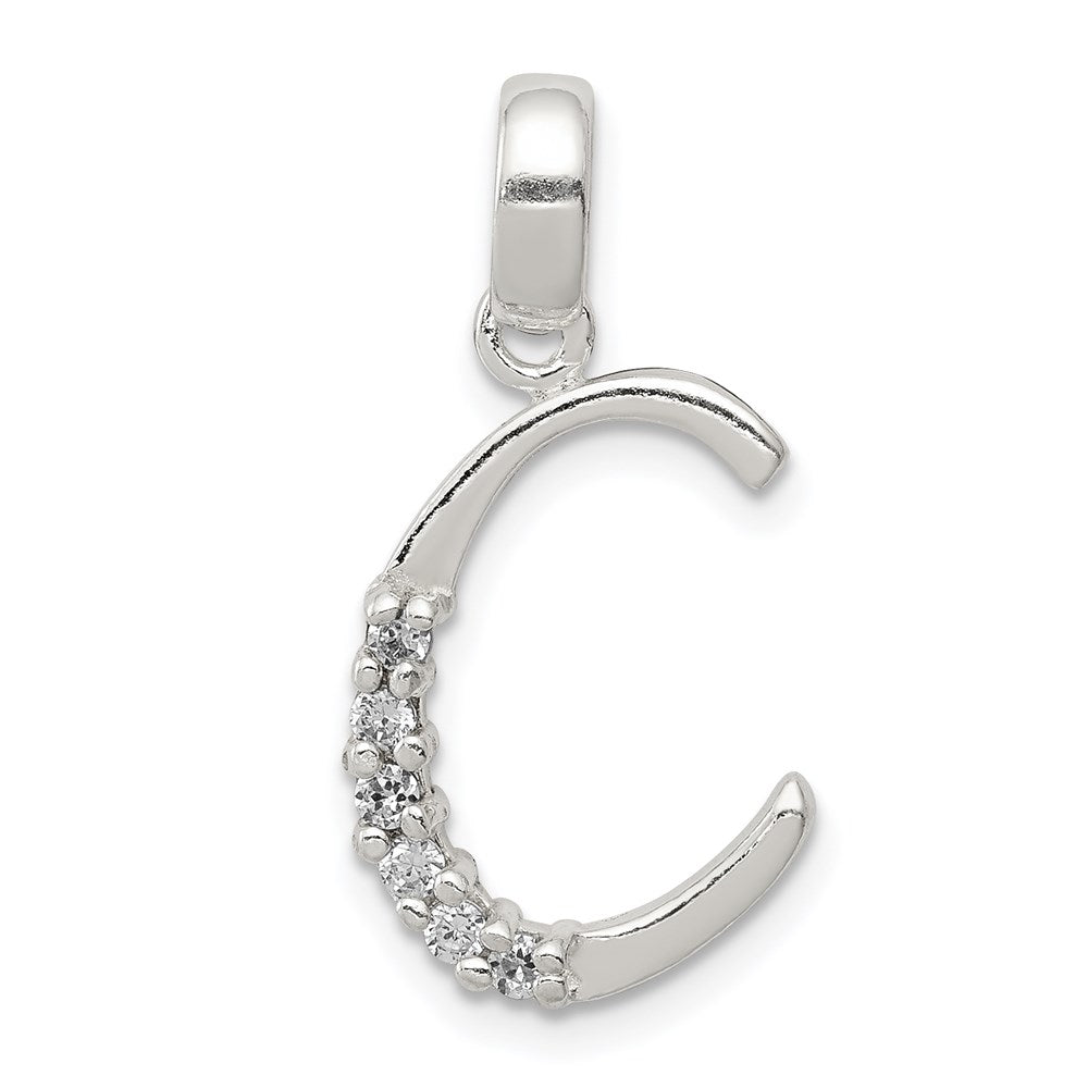 Sterling Silver CZ Letter C Initial Pendant QC6525C