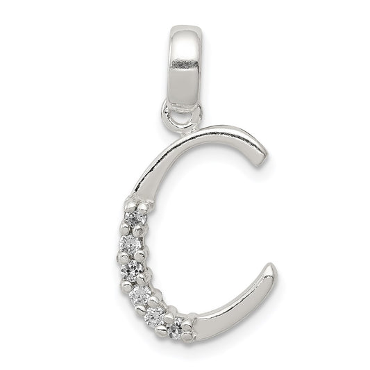 Sterling Silver CZ Letter C Initial Pendant QC6525C