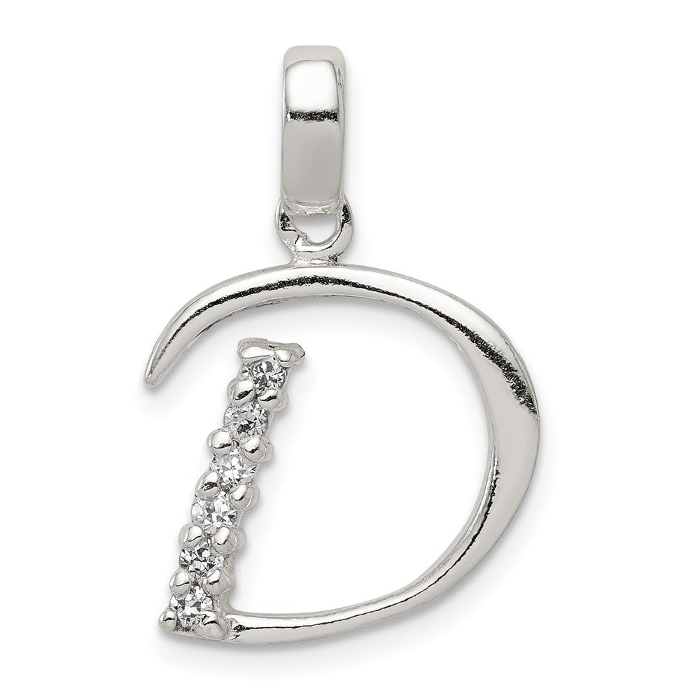 Sterling Silver CZ Letter D Initial Pendant QC6525D