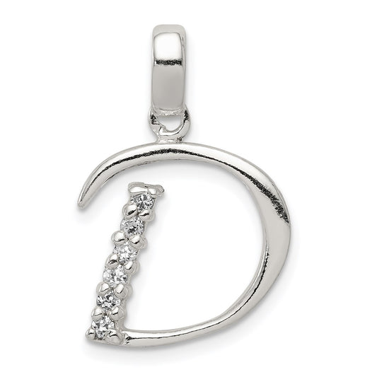 Sterling Silver CZ Letter D Initial Pendant QC6525D