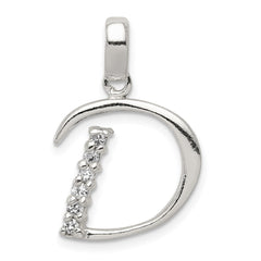 Sterling Silver CZ Letter D Initial Pendant QC6525D