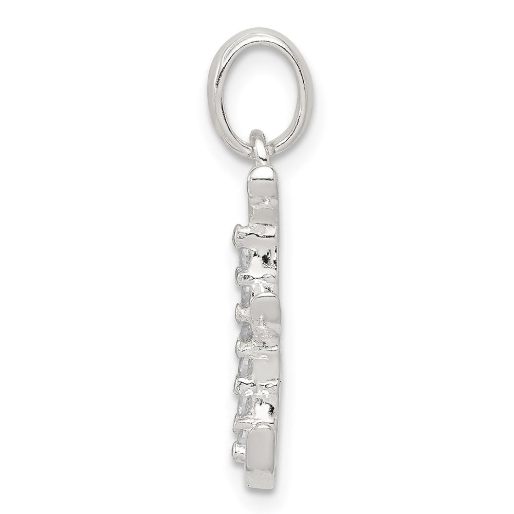 Sterling Silver CZ Letter E Initial Pendant QC6525E