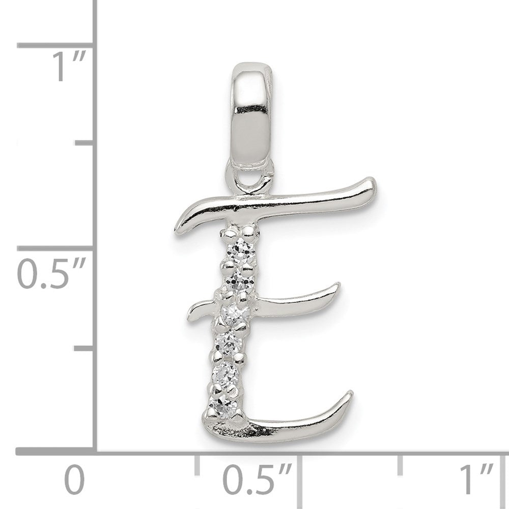 Sterling Silver CZ Letter E Initial Pendant QC6525E