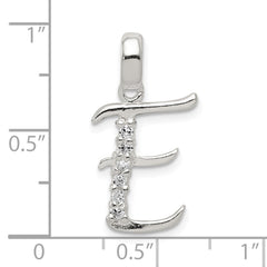 Sterling Silver CZ Letter E Initial Pendant QC6525E