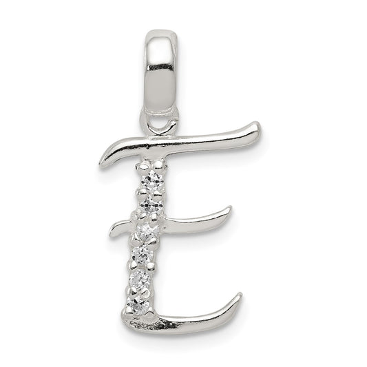 Sterling Silver CZ Letter E Initial Pendant QC6525E