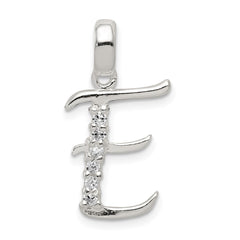 Sterling Silver CZ Letter E Initial Pendant QC6525E