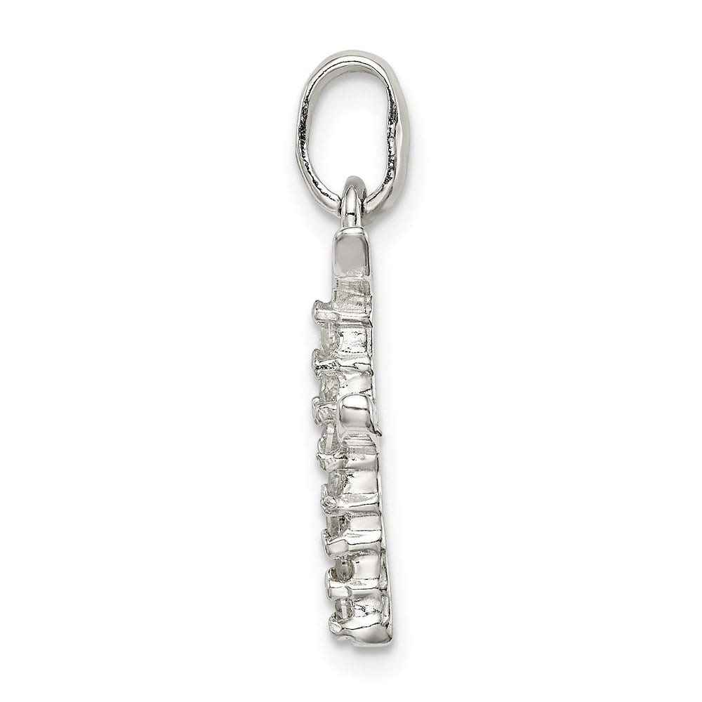 Sterling Silver CZ Letter F Initial Pendant QC6525F