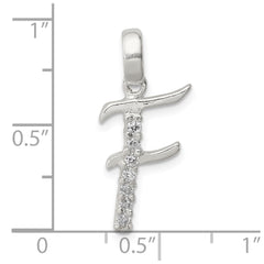 Sterling Silver CZ Letter F Initial Pendant QC6525F