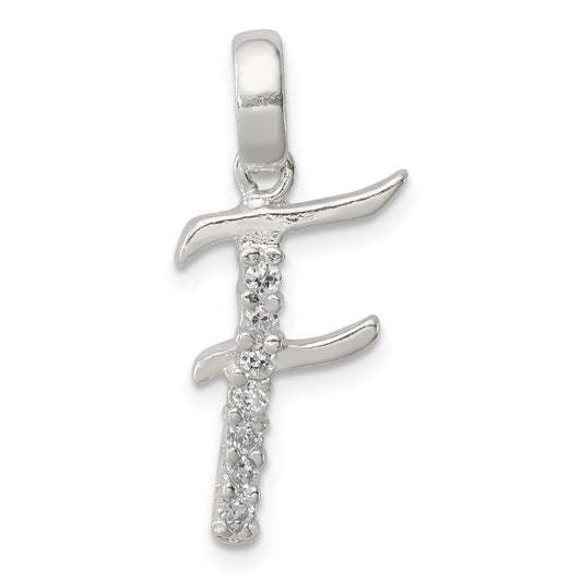 Sterling Silver CZ Letter F Initial Pendant QC6525F