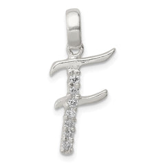 Sterling Silver CZ Letter F Initial Pendant QC6525F