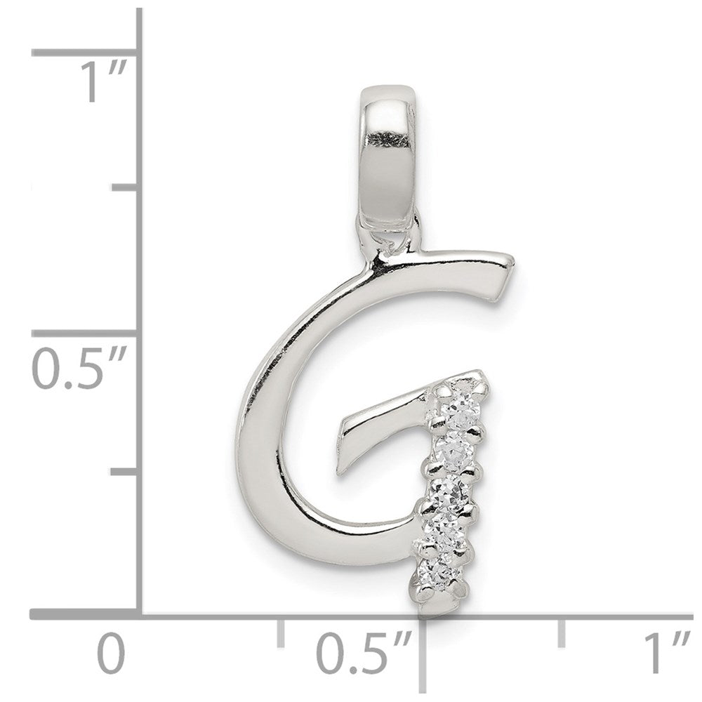 Sterling Silver CZ Letter G Initial Pendant QC6525G