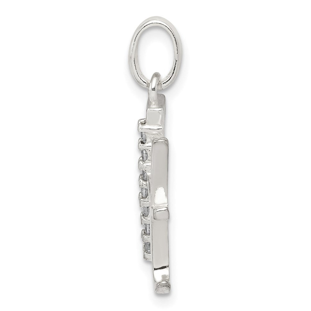 Sterling Silver CZ Letter H Initial Pendant QC6525H