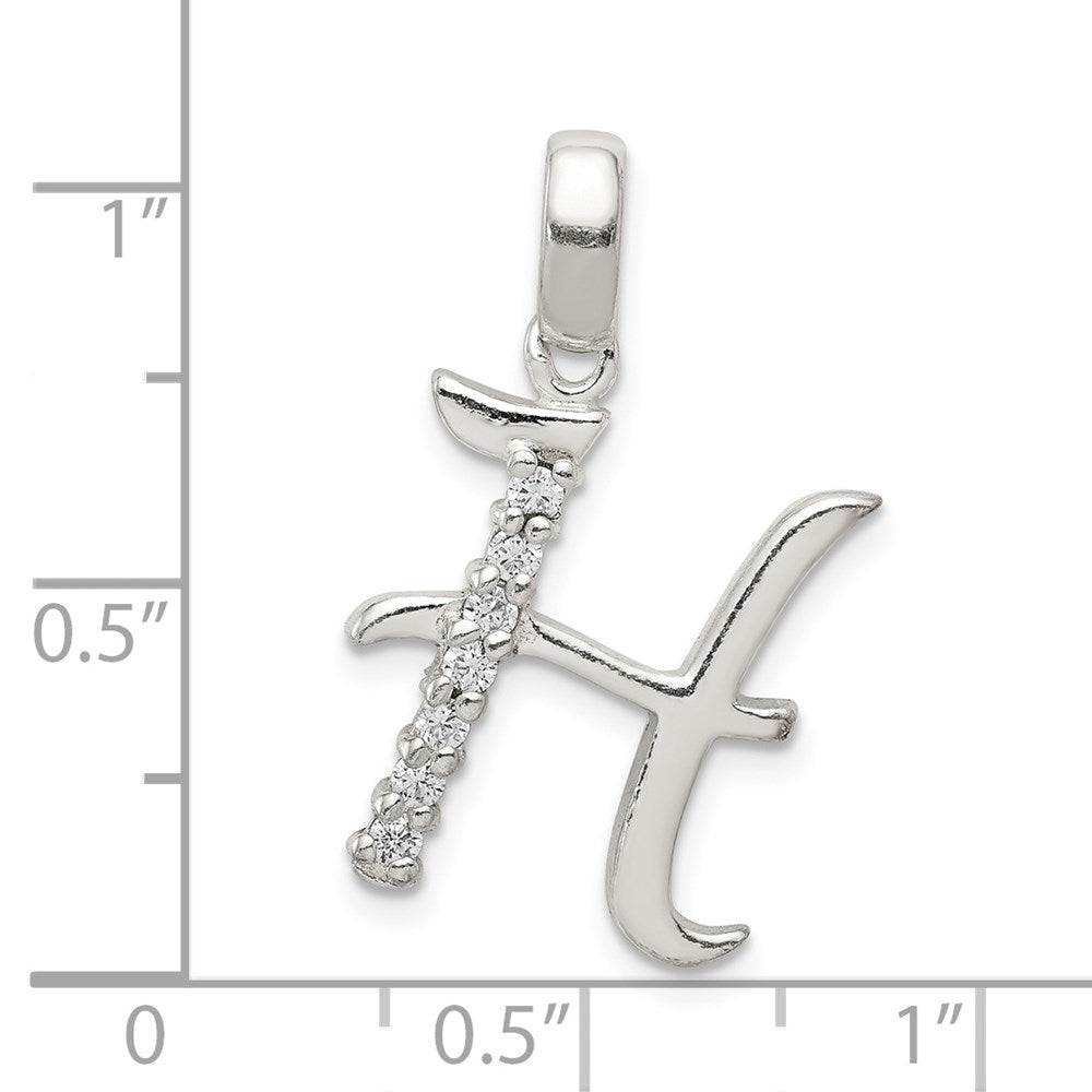 Sterling Silver CZ Letter H Initial Pendant QC6525H