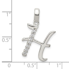 Sterling Silver CZ Letter H Initial Pendant QC6525H
