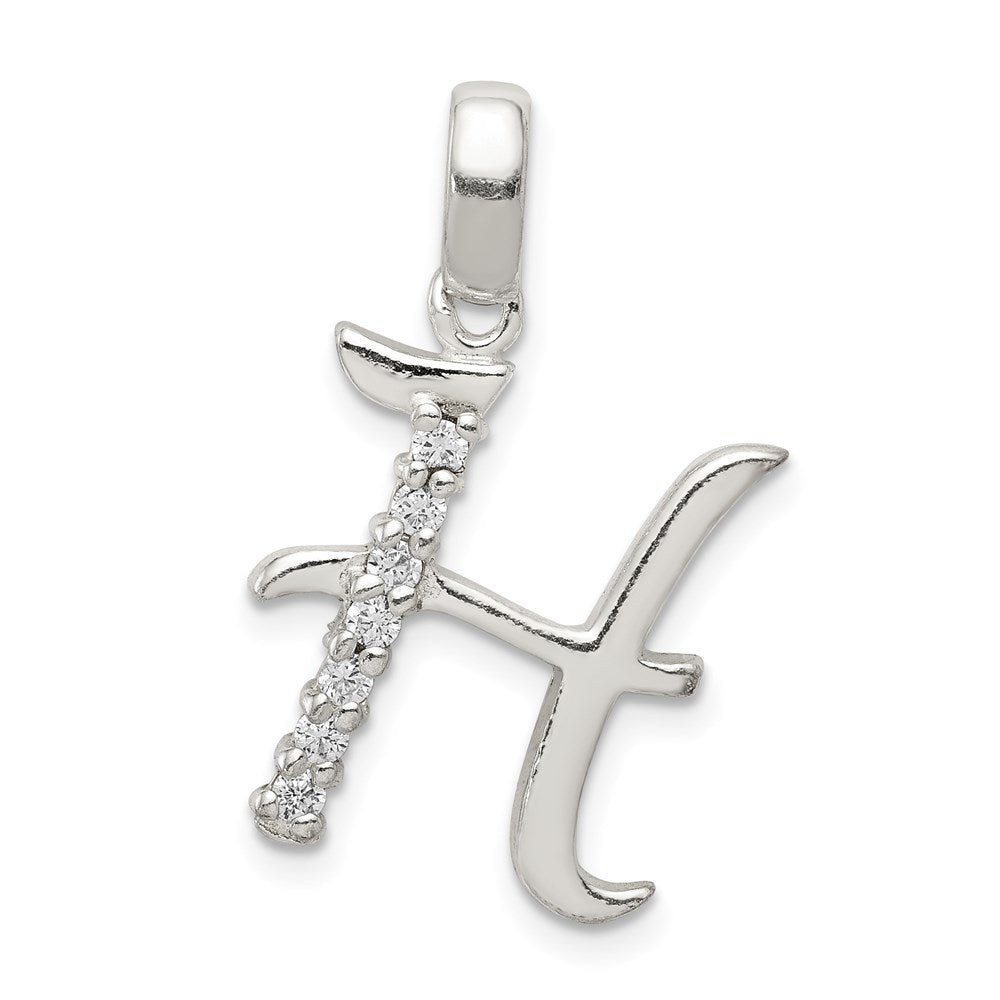 Sterling Silver CZ Letter H Initial Pendant QC6525H