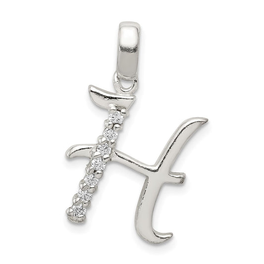 Sterling Silver CZ Letter H Initial Pendant QC6525H
