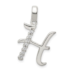 Sterling Silver CZ Letter H Initial Pendant QC6525H