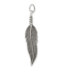 Sterling Silver Antiqued Feather Pendant QC6599