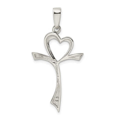 Sterling Silver Polished Heart Cross QC6635