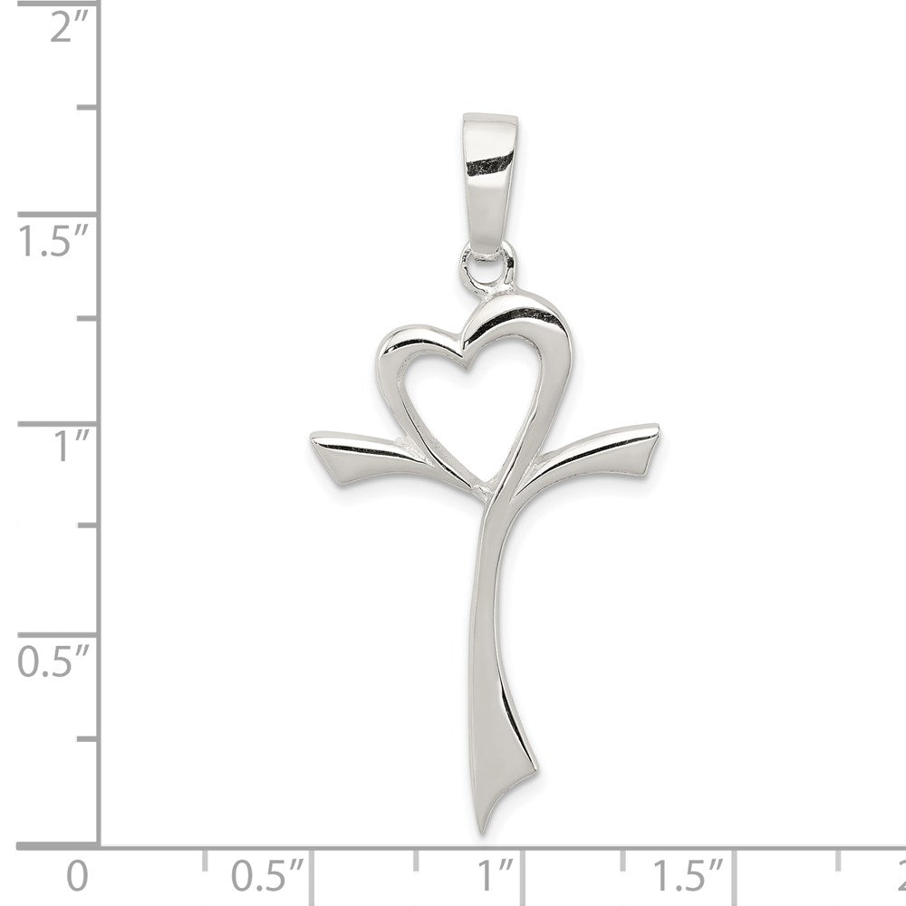 Sterling Silver Polished Heart Cross QC6635