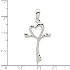 Sterling Silver Polished Heart Cross QC6635