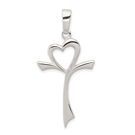 Sterling Silver Polished Heart Cross QC6635