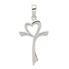 Sterling Silver Polished Heart Cross QC6635